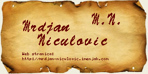 Mrđan Niculović vizit kartica